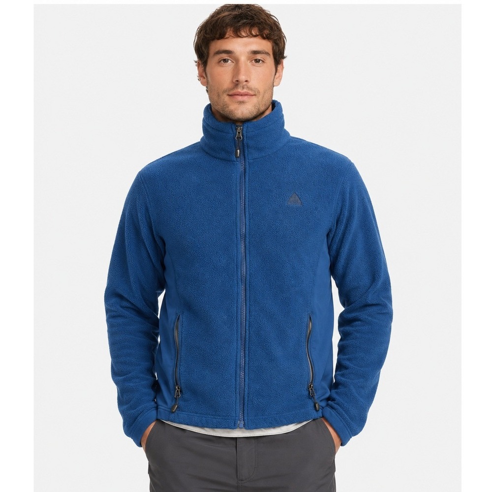 Nike ACG Fit Therma Blue Fleece Full Zip Jacket Mens Large Mock Neck Hiking